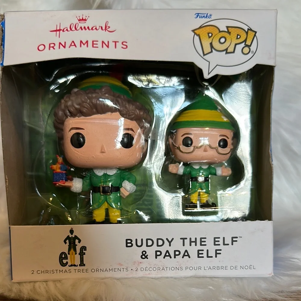 Hallmark Buddy &‎ Papa Elf Ornaments in Green and Yellow